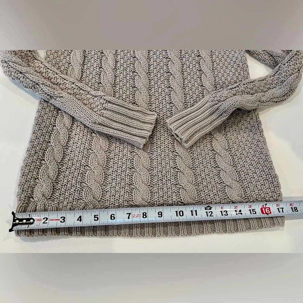 LC Lauren Conrad Lace Cotton Women's Taupe Cable Knit Sweater - Picture 6 of 14